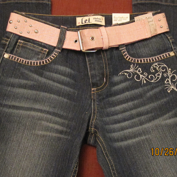 GiRLS LEI Denim Blue Jeans w/belt size 10 NWT - Picture 1 of 6
